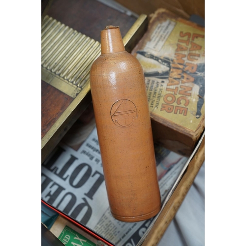 455 - Medical interest A 19th century pill roller in brass and mahogany, two boxed massage aids 1930s, a p... 