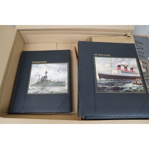 458 - A quantity of nautical related books together with a quantity of framed pictures to include the SS Q... 