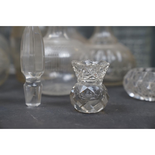 461 - A collection of eight glass spirit decanters.