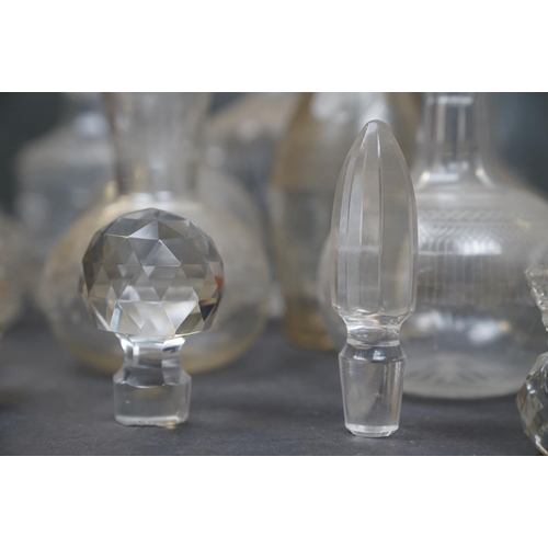 461 - A collection of eight glass spirit decanters.