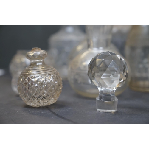 461 - A collection of eight glass spirit decanters.