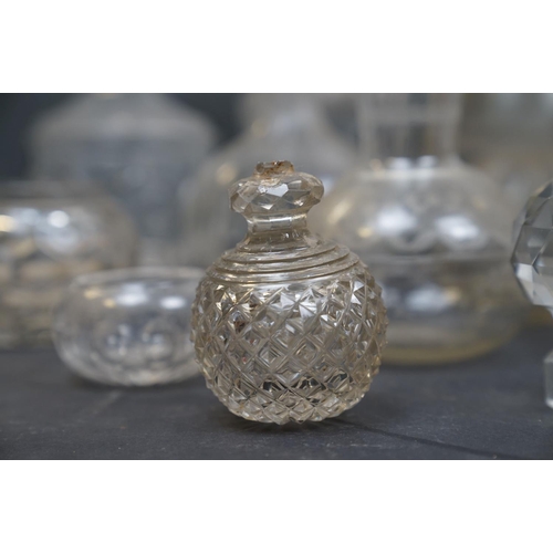 461 - A collection of eight glass spirit decanters.