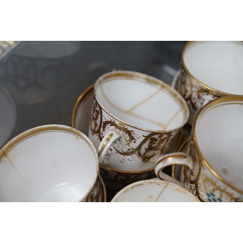 462 - A vintage ceramic part tea / dinner service with gold leaf decoration.