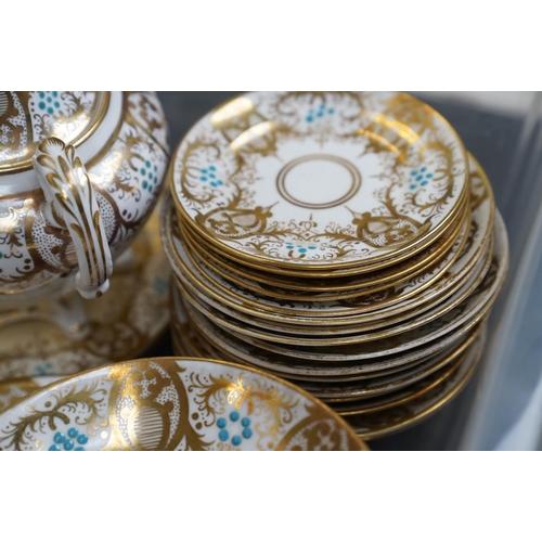 462 - A vintage ceramic part tea / dinner service with gold leaf decoration.