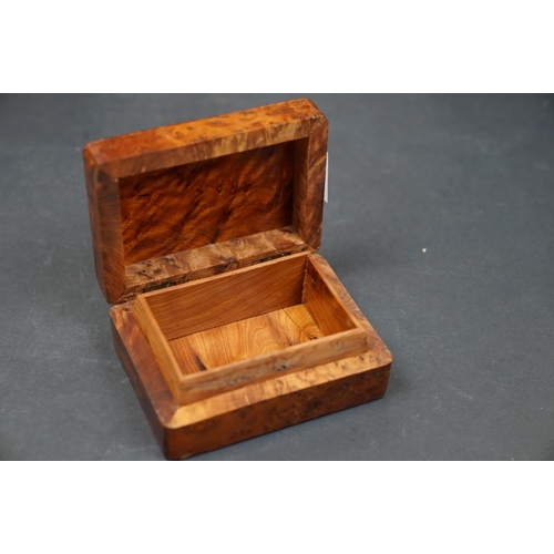 493 - A collection of vintage wooden boxes to include a cigar box together with a tie press.