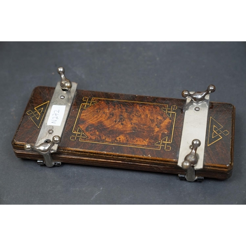 493 - A collection of vintage wooden boxes to include a cigar box together with a tie press.