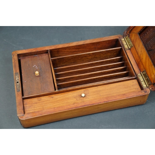 493 - A collection of vintage wooden boxes to include a cigar box together with a tie press.