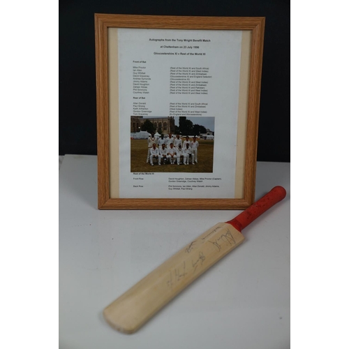 537 - A Gloucestershire County Cricket Club 1996 miniature Cricket bat with 15 signatures to include Allan... 