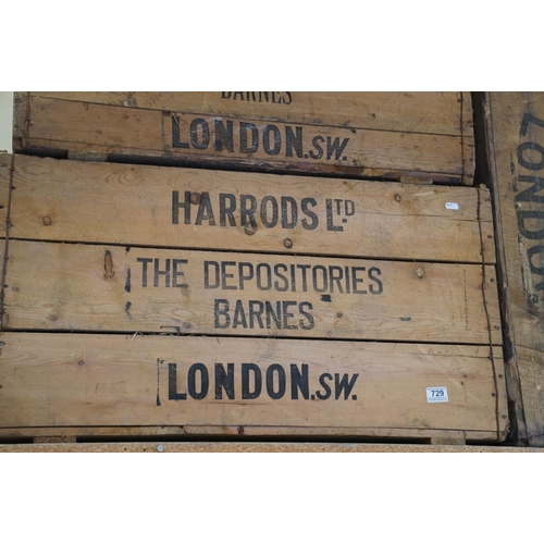 729 - Five Late 19th / Early 20th century Harrods of London Pine Crates / Transportation Boxes , each one ... 