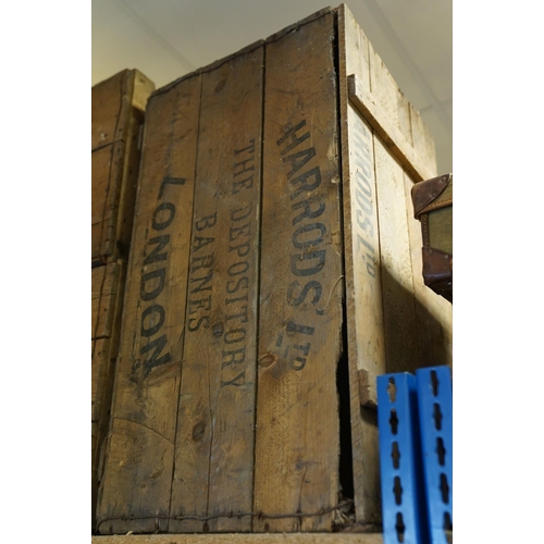 729 - Five Late 19th / Early 20th century Harrods of London Pine Crates / Transportation Boxes , each one ... 