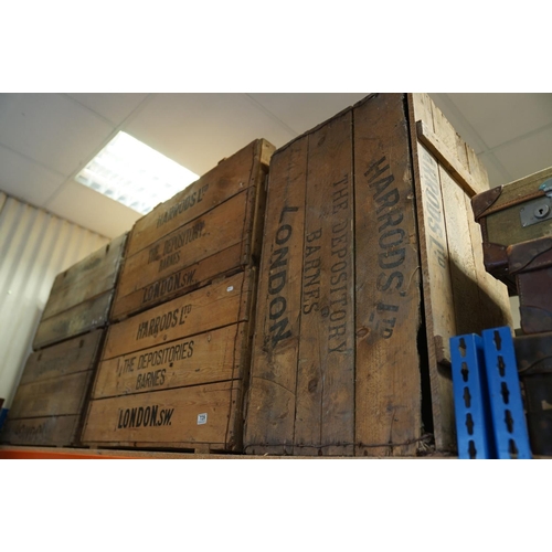 729 - Five Late 19th / Early 20th century Harrods of London Pine Crates / Transportation Boxes , each one ... 