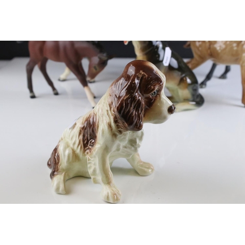 117 - Collection of Ceramic Animals including Three Beswick Horses, Beswick Lamb, Beswick Stag (a/f) and T... 