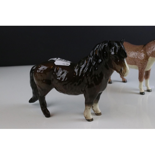 125 - Beswick Woolly Shetland Mare, model 1033, Beswick Donkey and a Ceramic Dog