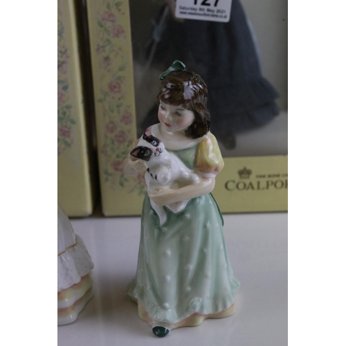 127 - Two Boxed Coalport Somerset Collection Figurines together with Boxed Royal Worcester limited edition... 