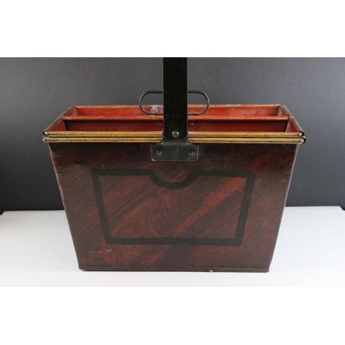 146 - 19th century Toleware Housemaids Trug, with lift-out tray and swing handle, 40cms high