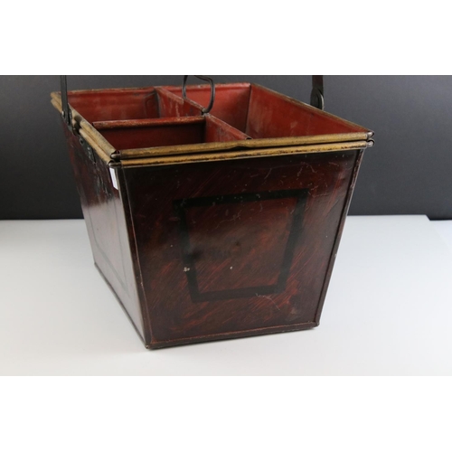 146 - 19th century Toleware Housemaids Trug, with lift-out tray and swing handle, 40cms high