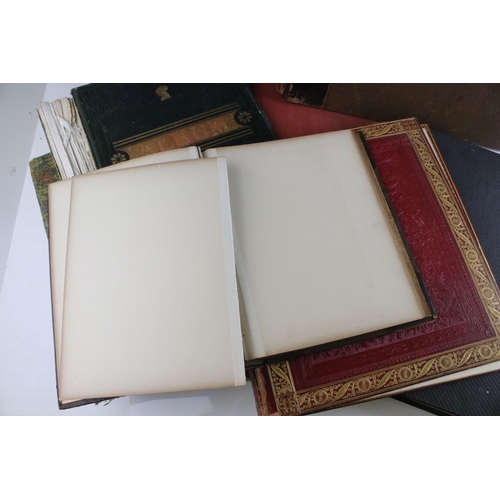 155 - Collection of 19th century and Later Scrap Albums, mainly empty, some leather bound