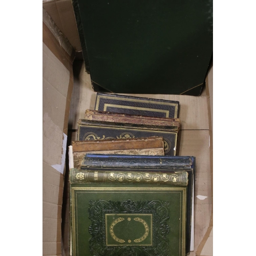 155 - Collection of 19th century and Later Scrap Albums, mainly empty, some leather bound