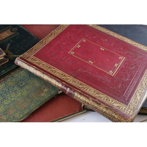 155 - Collection of 19th century and Later Scrap Albums, mainly empty, some leather bound