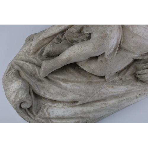 158 - Mid 19th century Marble Sculpture of a Baby signed M Noble, 56cms long