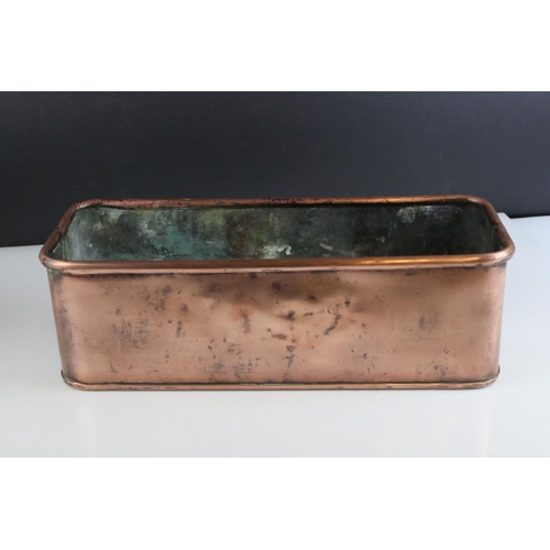 160 - Copper Rectangular Planter, 35cms long x 12cms high