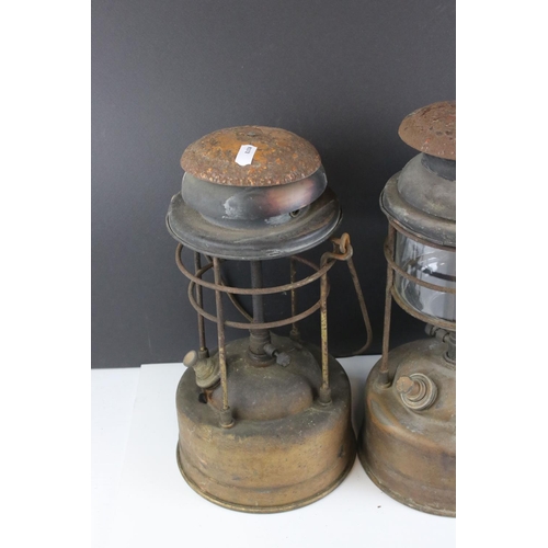 162 - Group of eight vintage oil storm lanterns