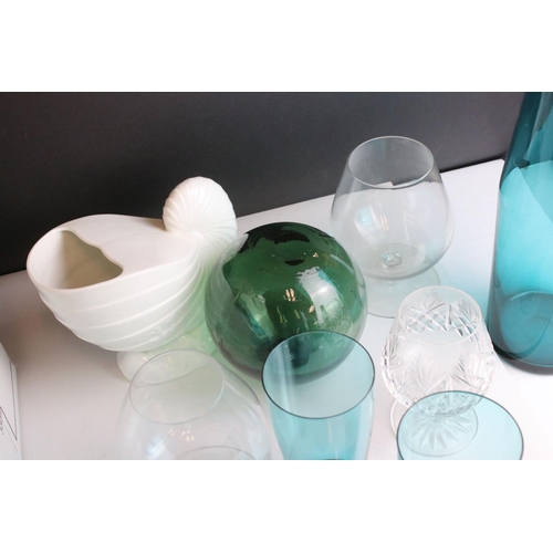 172 - Mixed Lot including Green Glass Lemonade Set, Cut Glass Brandy Balloons and other Glassware, Ceramic... 