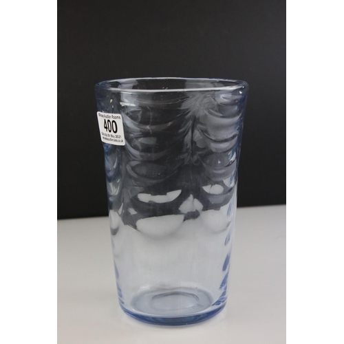 400 - Early 20th century Whitefriars blue wavy line glass vase