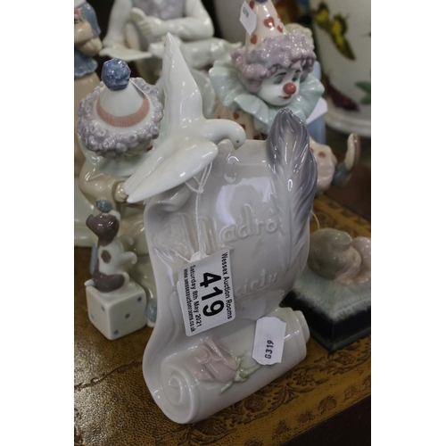 419 - A group of mainly Lladro figures to include Clowns and boy with teddy bear.