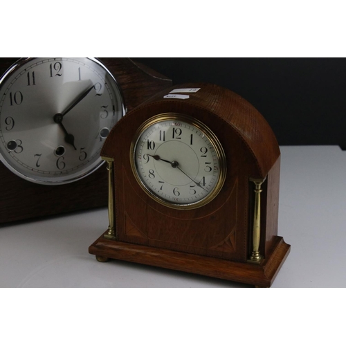 430 - Two vintage wooden mantle clocks to include a English Westminster chiming clock and a French Duverdr... 