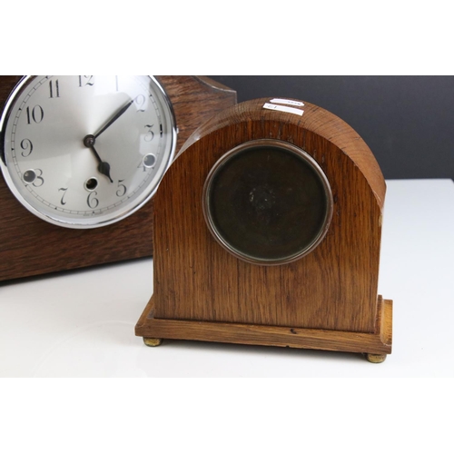 430 - Two vintage wooden mantle clocks to include a English Westminster chiming clock and a French Duverdr... 