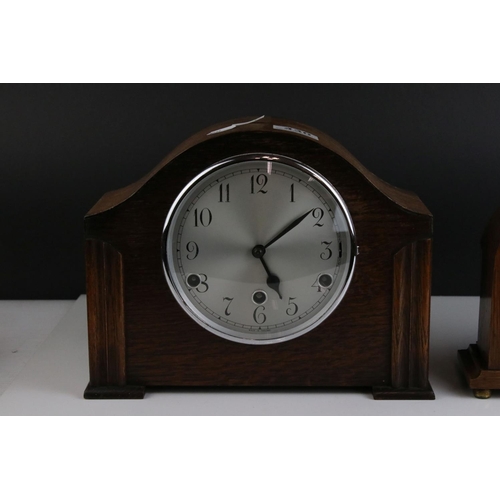 430 - Two vintage wooden mantle clocks to include a English Westminster chiming clock and a French Duverdr... 