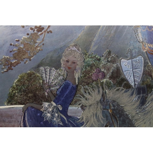 437 - A framed and glazed pearlescent print of a scene from Cinderella.