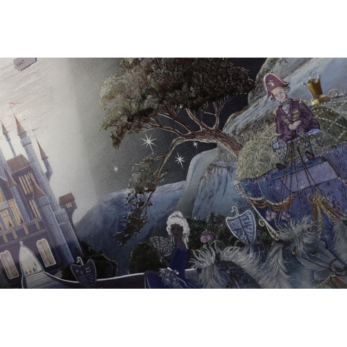 437 - A framed and glazed pearlescent print of a scene from Cinderella.