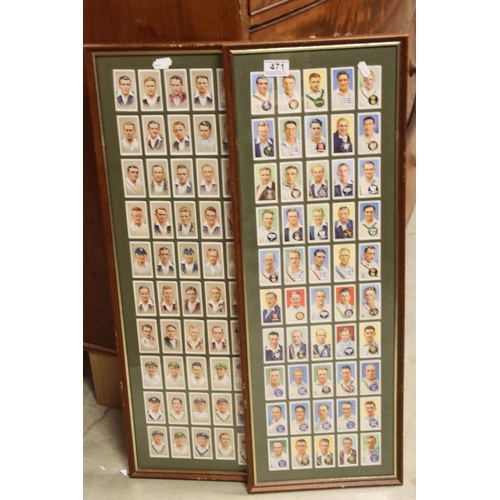 471 - Two framed and glazed sets of players cigarette cards to include Cricketers 1934 and Cricketers 1938... 