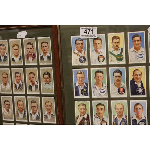 471 - Two framed and glazed sets of players cigarette cards to include Cricketers 1934 and Cricketers 1938... 