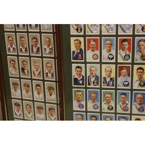 471 - Two framed and glazed sets of players cigarette cards to include Cricketers 1934 and Cricketers 1938... 