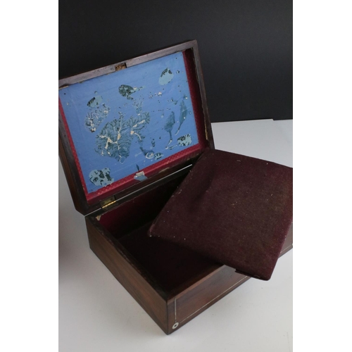 510 - a vintage wooden sewing box with fitted interior together with another box.