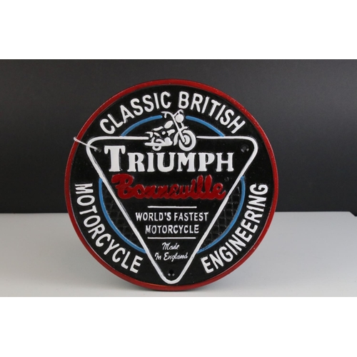 565 - Cast iron Triumph Bonneville sign