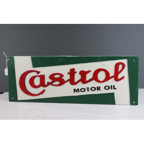 581 - Cast iron Castrol sign, approx 18.5