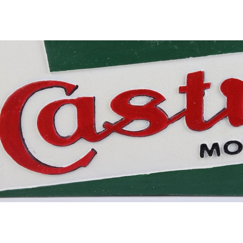 581 - Cast iron Castrol sign, approx 18.5