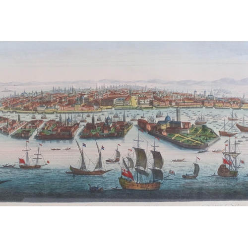 582 - A framed and glazed engraving hand coloured A perspective View of Venice published by Laurie and Whi... 