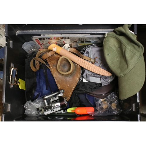 586 - Sea Fishing - Shakespeare fishing box with various tackle, Mitchell reel, rod bags etc, together wit... 