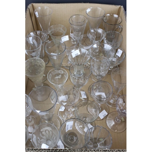 600 - A large quantity of antique wine and cordial glasses to include toasting glass etc. Part of an exten... 