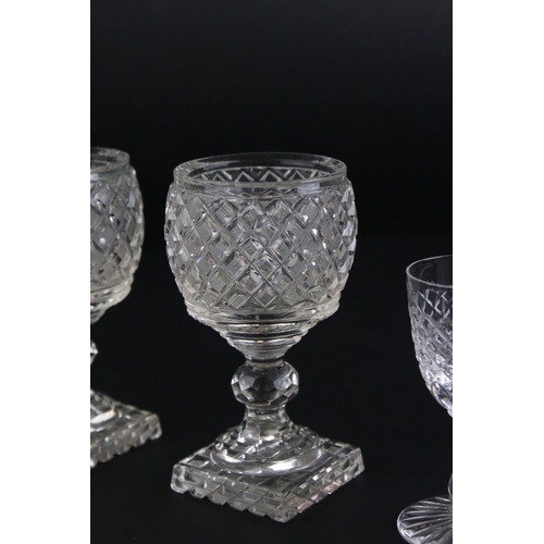 603 - A quantity of cut glass wine and cordial glasses to include Webb etc.