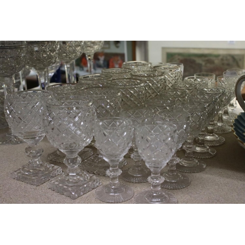 603 - A quantity of cut glass wine and cordial glasses to include Webb etc.