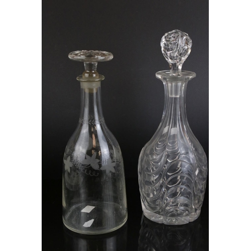 607 - A quantity of 19th century glass decanters some with etched and gilt decoration and a similar claret... 