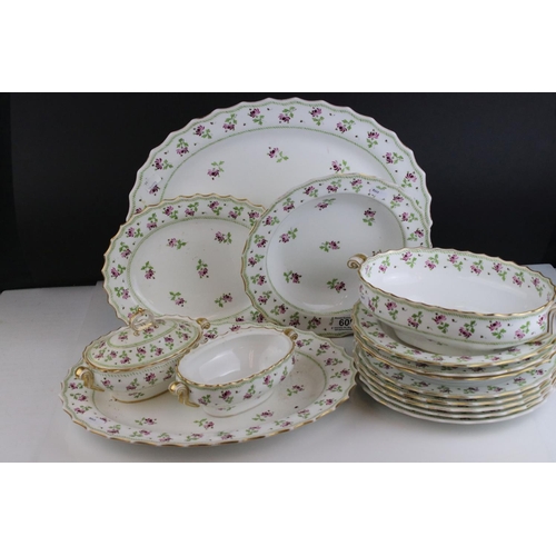 608 - A part Copeland For T G Goode  floral decorated  dinner service comprising of bowls ,platters tureen... 