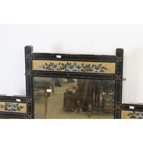 644 - Victorian Aesthetic Movement Ebonised Overmantle Mirror, 119cms wide x 94cms high