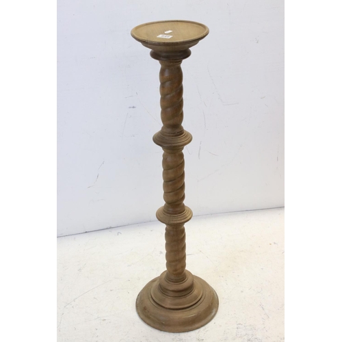 649 - Oak Jardiniere Stand on twisted stem, 98cms high